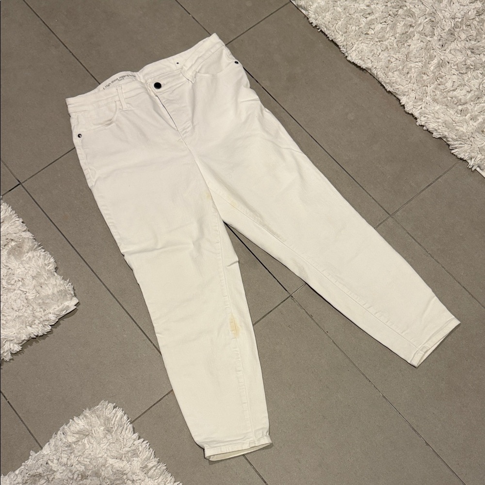 Talbots Cream High-Waist Ankle Jeans